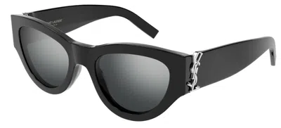 Pre-owned Saint Laurent Sl M94 Light Havana With Black/grey (007) Sunglasses In Silver Mirrored