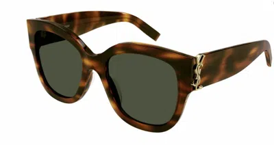 Pre-owned Saint Laurent Sl M95/f 003 Green/havana Oversize Square Women Sunglasses