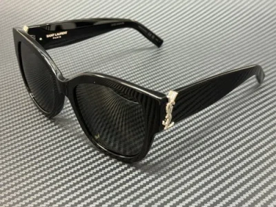 Pre-owned Saint Laurent Sl M95/f 005 Black Grey Polarized Women's 56 Mm Sunglasses In Gray