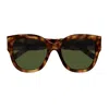 Saint Laurent Sl M95/f Linea Monogram 003 Havana Green Sunglasses In Brown