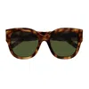 Saint Laurent Sl M95/f Linea Monogram 003 Havana Green Sunglasses In Brown