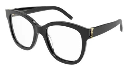 Pre-owned Saint Laurent Sl M97-001 Black/black Oversized Square Women Eyeglasses In Clear