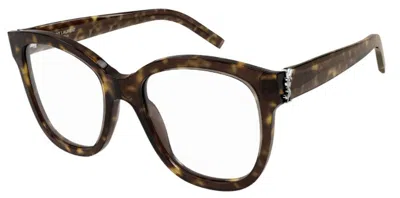 Pre-owned Saint Laurent Sl M97-004 Havana Oversized Square Women Eyeglasses In Clear