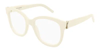 Saint Laurent Sl M97 Women's Glasses, White, Size 54 In Yellow