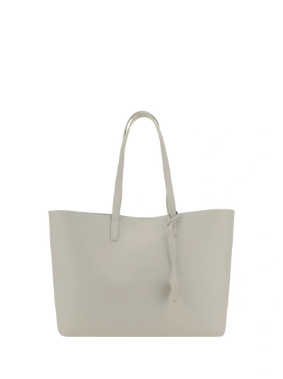 Saint Laurent Shopping E/w Leather Tote Bag In Crema Soft