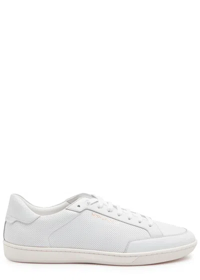 Saint Laurent Sl10 Panelled Leather Sneakers In White