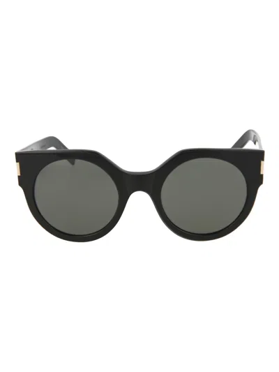 Saint Laurent Sl185slim Women's Stylish Round/oval Sunglasses In Black