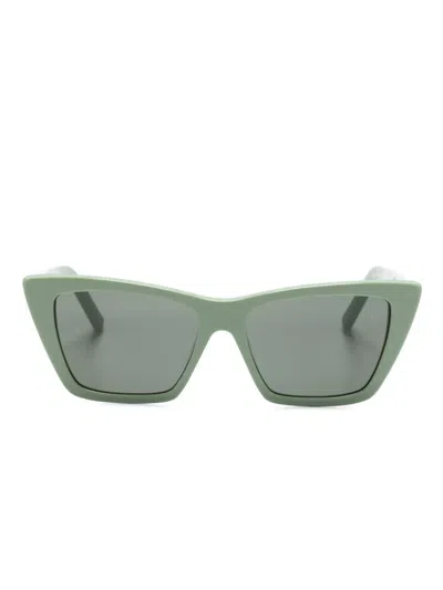 Saint Laurent Sl276 Cat-eye-frame Sunglasses In Green
