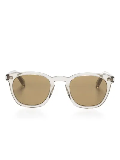 Saint Laurent Sl28 Round-frame Sunglasses In Neutrals