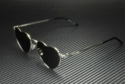 Pre-owned Saint Laurent Sl301 Loulou 001 Silver Round Black Unisex 52 Mm Sunglasses In Gray