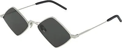Pre-owned Saint Laurent Sl302 001 Silver Lisa Square Sunglasses Lens Category 3 Size 55mm In Gray