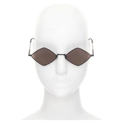 Pre-owned Saint Laurent Sl302 Lisa Black Grey Metal Rhombus Diamond Shaped Sunglasses In Gray