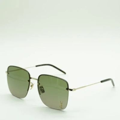 Pre-owned Saint Laurent Sl312m 003 Gold Gold Green 58-17-145 Sunglasses Authentic