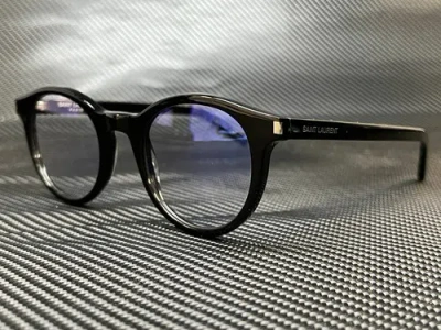 Pre-owned Saint Laurent Sl342 006 Black Round 49 Mm Unisex Sunglasses In Gray