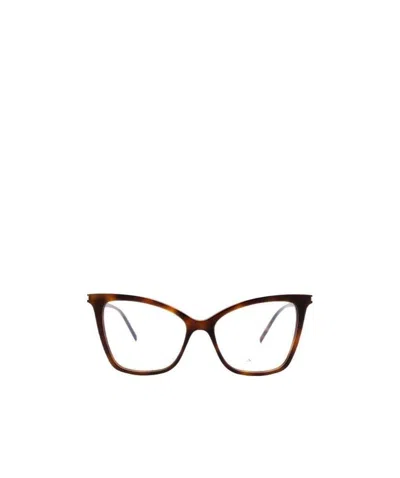 Saint Laurent Sl386 Cat-eye Glasses In Brown