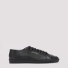 Saint Laurent Leather Sneakers With Almond Toe And Perforated Style In Black