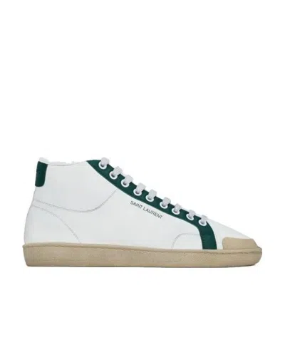 Saint Laurent Sl39 High-top Lace-up Sneakers In White