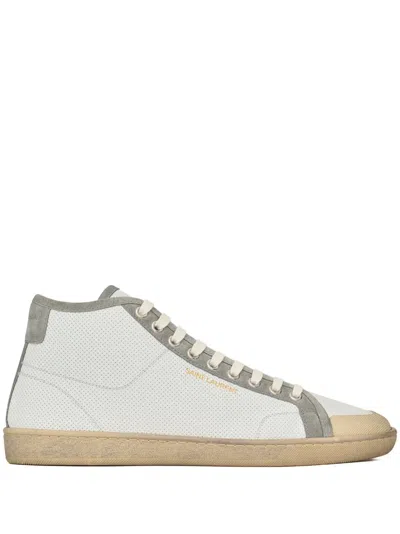 Saint Laurent Men's Court Classic Sl/39 Trainers In Leather And Suede In Blanc Optique And Paris Roof