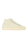 Saint Laurent Sl39 Mid Top Sneaker In Beige & Coffee White