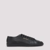 Saint Laurent Leather Sneakers With Almond Toe And Perforated Style In Black