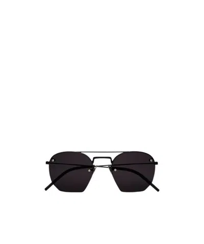 Saint Laurent Sl422 Aviator-frame Sunglasses In Black