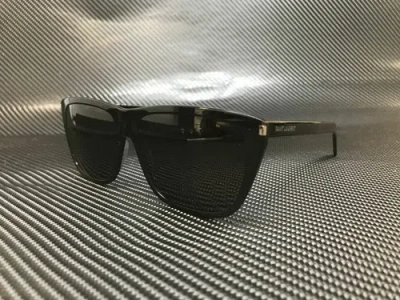Pre-owned Saint Laurent Sl431 Slim 001 Black Rectangle 57 Mm Men's Sunglasses