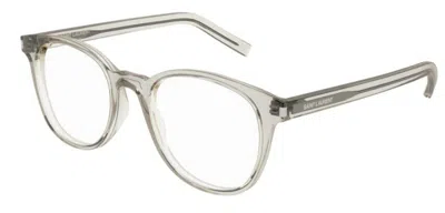 Pre-owned Saint Laurent Sl523 006 Transparent Beige Full-rim Round Unisex Eyeglasses In Clear