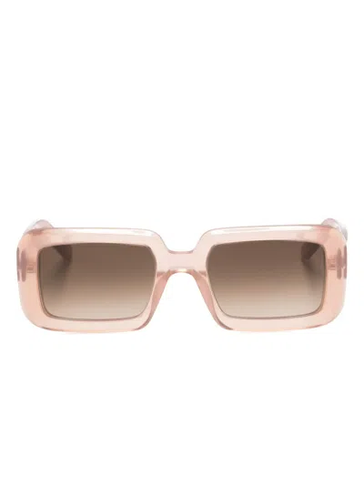 Saint Laurent Sunrise Thick Rectangle Acetate Sunglasses In Orange