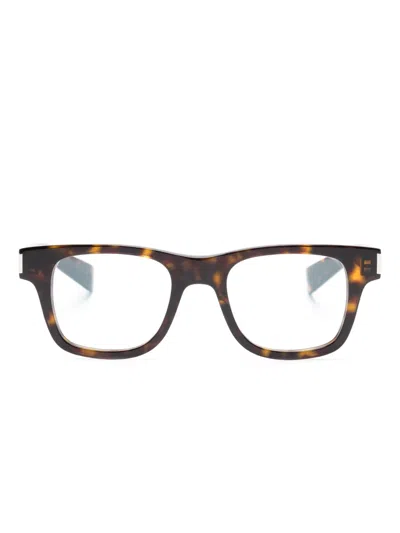 Saint Laurent Sl5640pt 009 Rectangle-frame Glasses In Brown