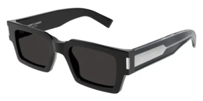 Pre-owned Saint Laurent Sl572-001 Black Crystal In Gray