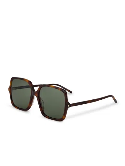 Saint Laurent Sl591 Logo Sunglasses In Brown