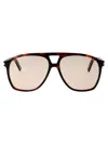 Saint Laurent Tortoiseshell Sl 596 Dune Rectangular Sunglasses In Brown