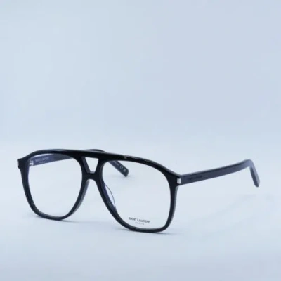Pre-owned Saint Laurent Sl596duneopt 001 Shiny Black 58mm 58-14-145 Sunglasses In Clear Demo Lens