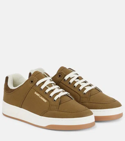 Saint Laurent Sl/61 Gabardine Trainers In Green