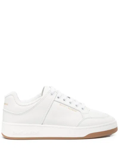 Saint Laurent Sl/61 Lace-up Leather Sneakers In Weiss