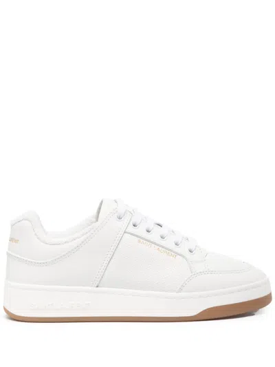 Saint Laurent Leather Sneakers In White