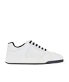 Saint Laurent Sl61 Low Top Sneaker Cuir Meridiano Micro Perf In White