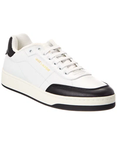 Saint Laurent White And Black Leather Sneakers In Multi