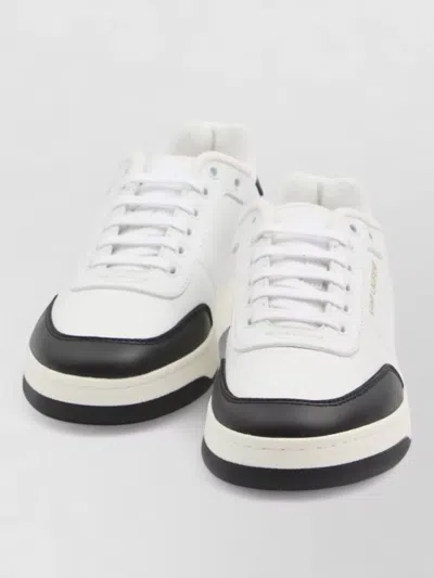 Saint Laurent White And Black Leather Sneakers In Multi