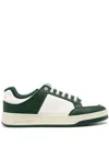 Saint Laurent Low Lace-up Sneakers With Perforated Leather In Green