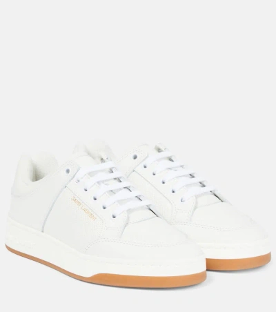 Saint Laurent Leather Sneakers In White