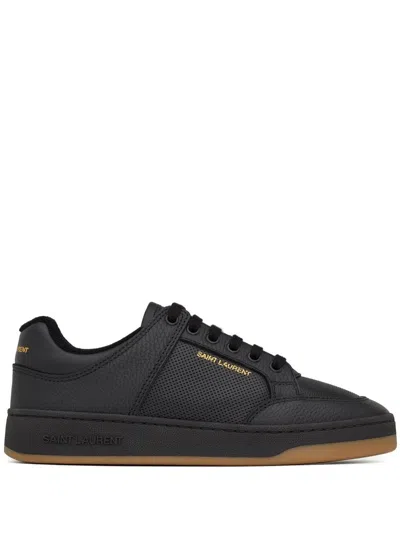 Saint Laurent Men's Sl/61 Low-top Sneakers In Perforated Leather In Black