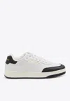 Saint Laurent Smooth Leather Sneakers Contrast Panel In White