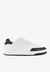 Saint Laurent Smooth Leather Sneakers Contrast Panel In White