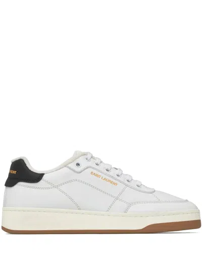 Saint Laurent White Calf Leather Bos Taurus Low Top Sneakers