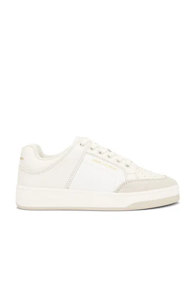 Saint Laurent Sl61 Mixed Leather Low-top Sneakers In White