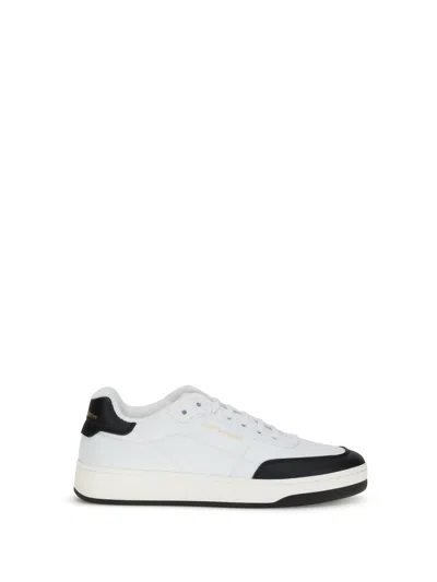 Saint Laurent White And Black Leather Sneakers In Multi