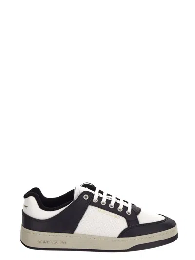 Saint Laurent Two-tone Leather Sl/61 Sneakers In White