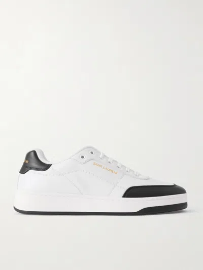 Saint Laurent Modern Two-tone Lace-up Sneakers For Men In White