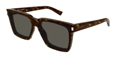 Pre-owned Saint Laurent Sl610-002 Havana In Gray